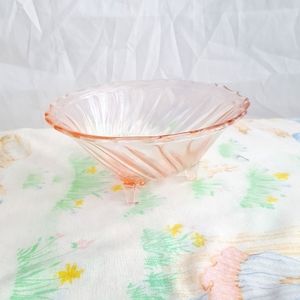 Pretty Pink Footed Depression Glass Candy Dish